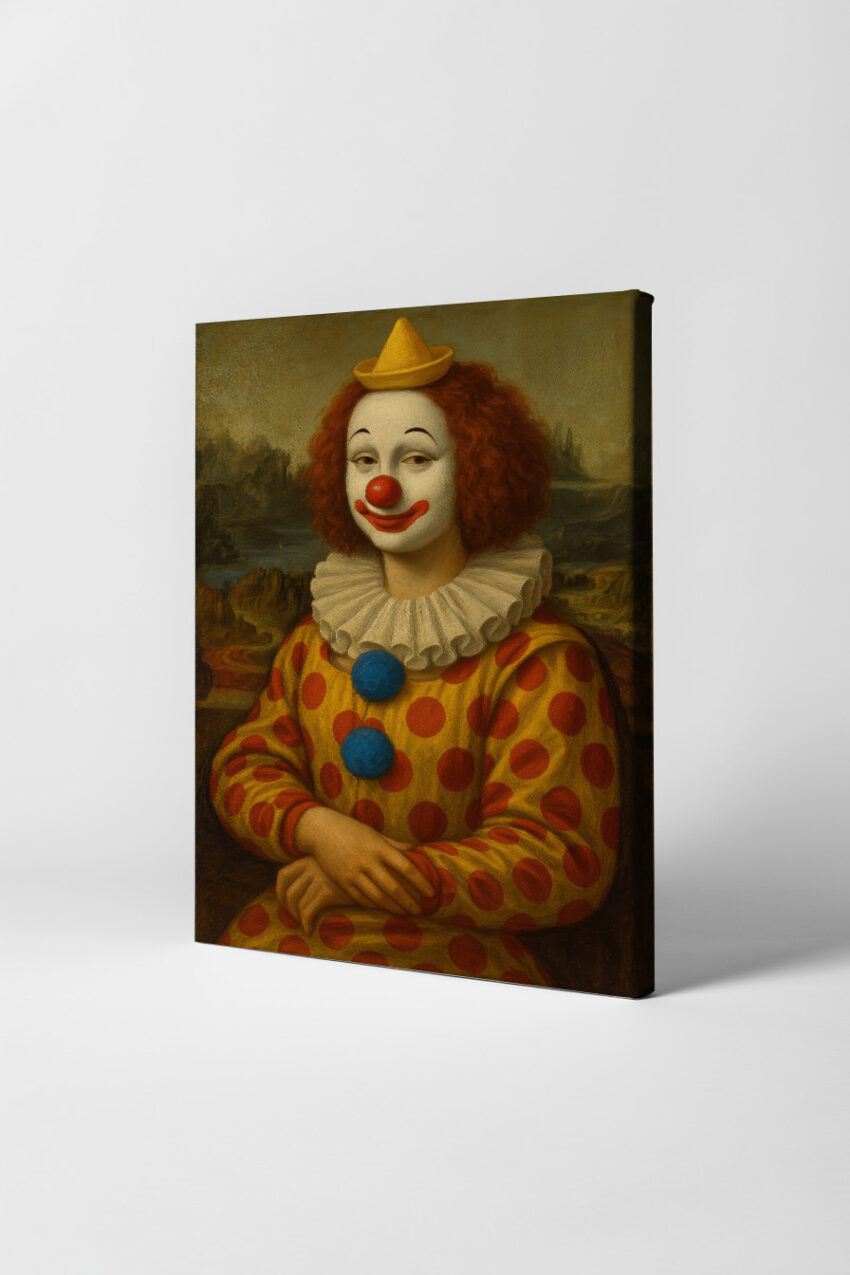 Malerei Poster Clown Porträt rot gelb