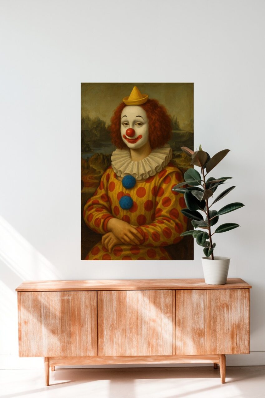 Malerei Poster Clown Porträt rot gelb