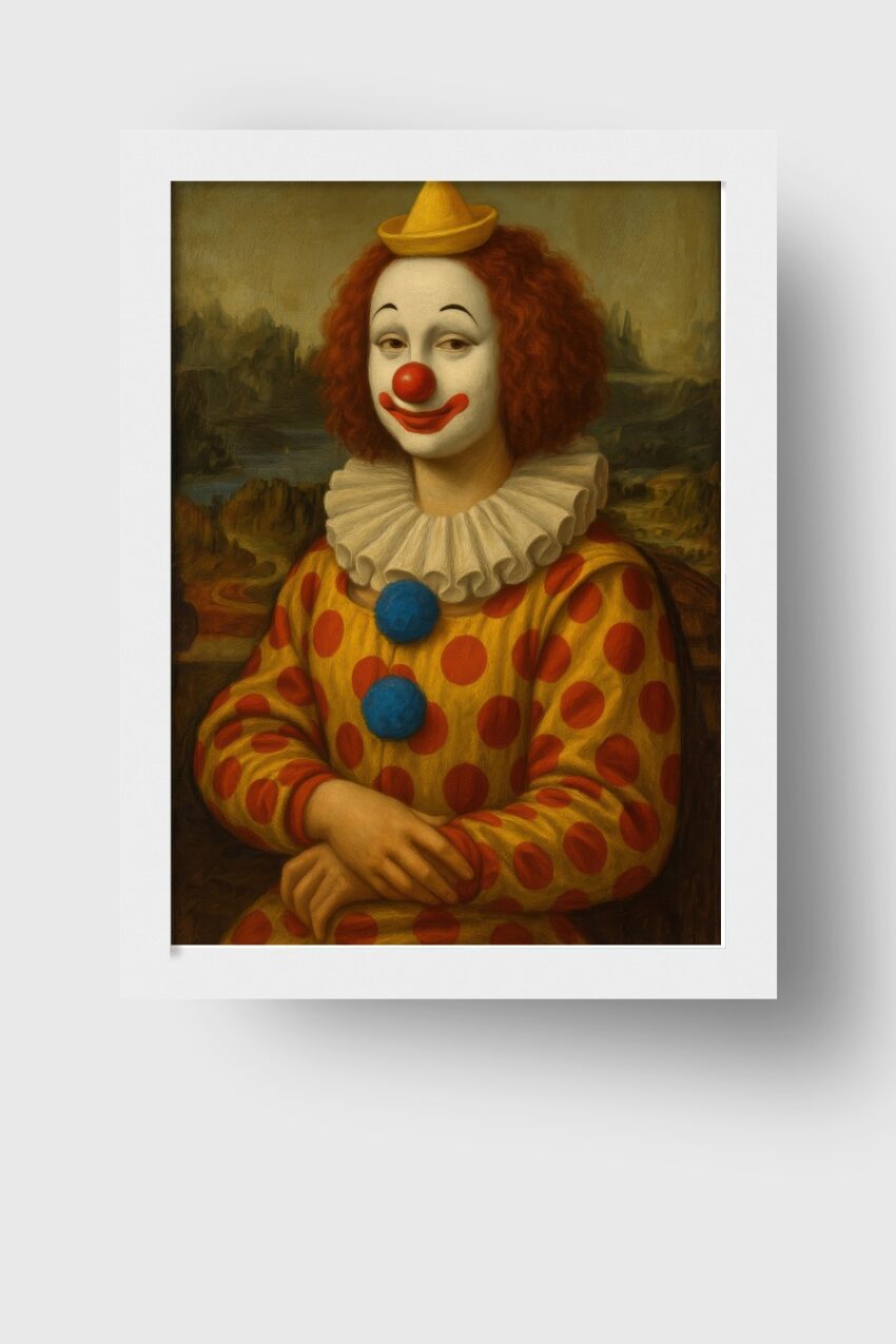 Malerei Poster Clown Porträt rot gelb