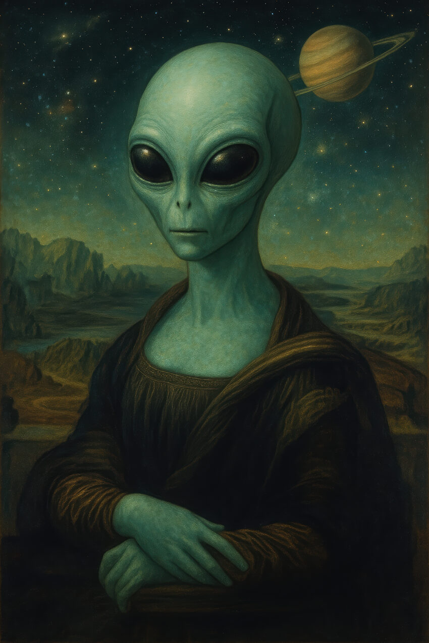 Illustration Poster Außerirdischer Porträt grün Science Fiction