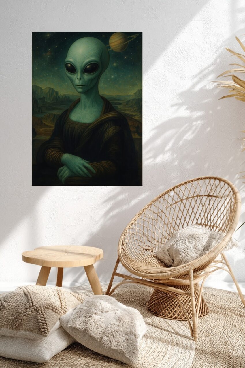 Illustration Poster Außerirdischer Porträt grün Science Fiction