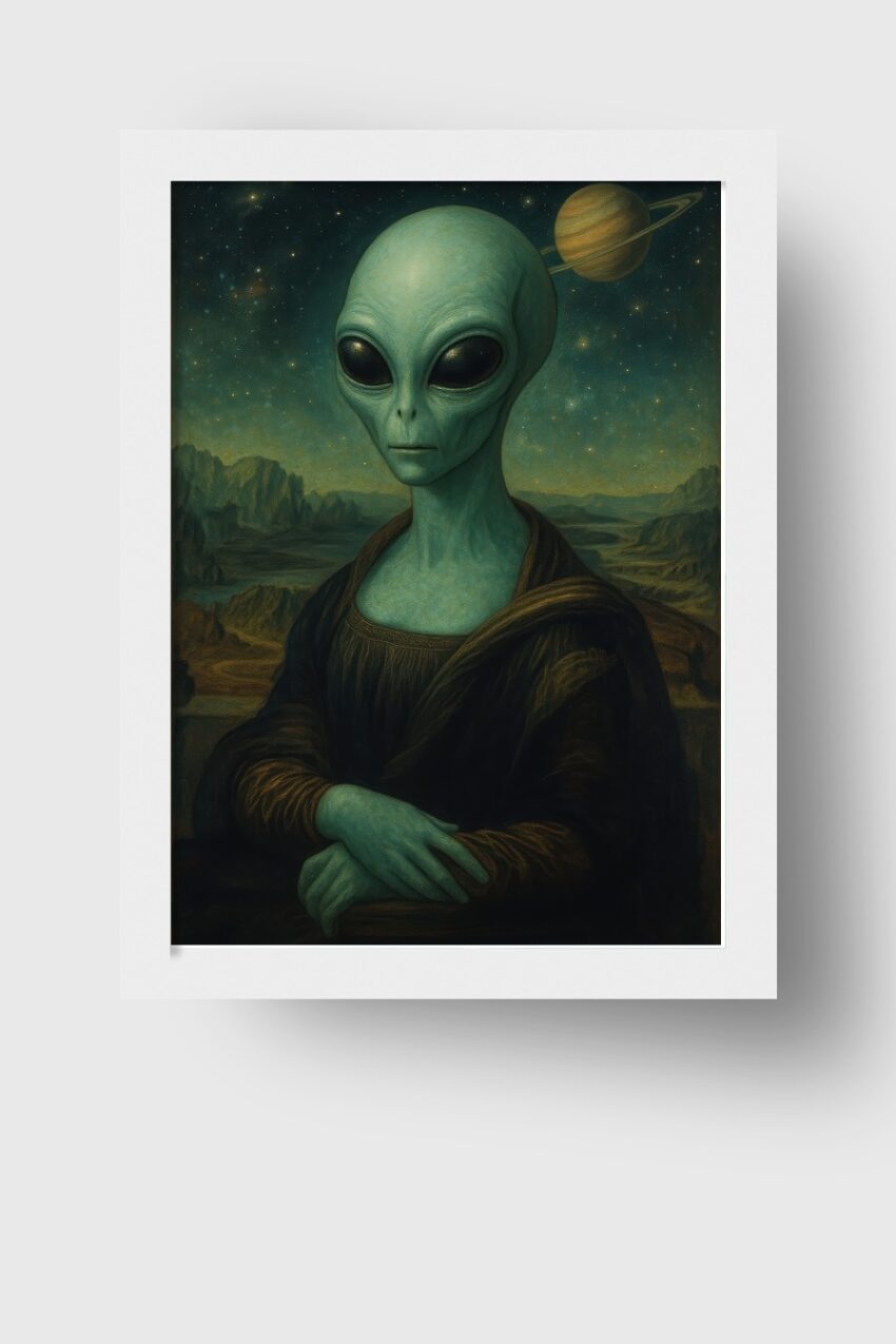 Illustration Poster Außerirdischer Porträt grün Science Fiction