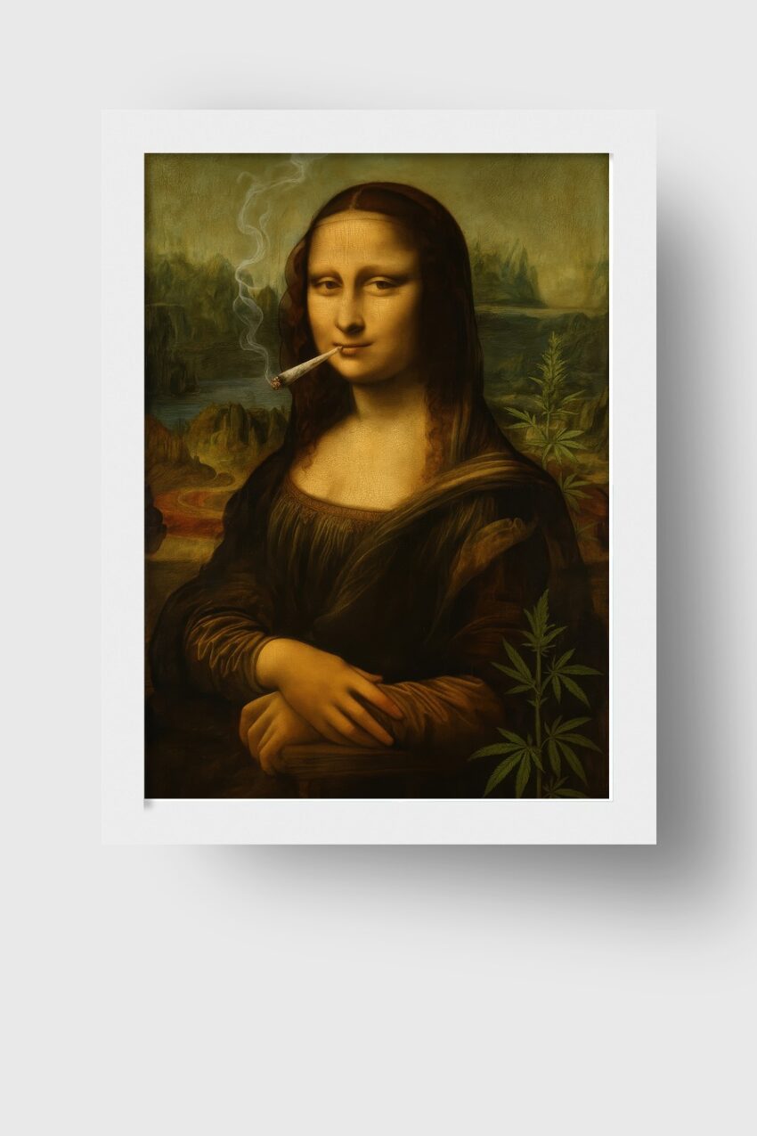 Illustration Poster Mona Lisa Joint rauchend