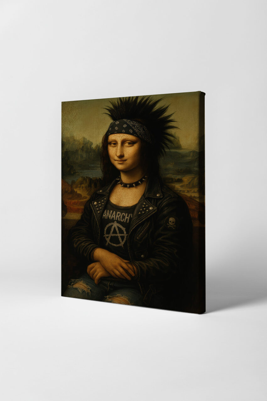 Illustration Poster Mona Lisa Punklederjacke schwarz