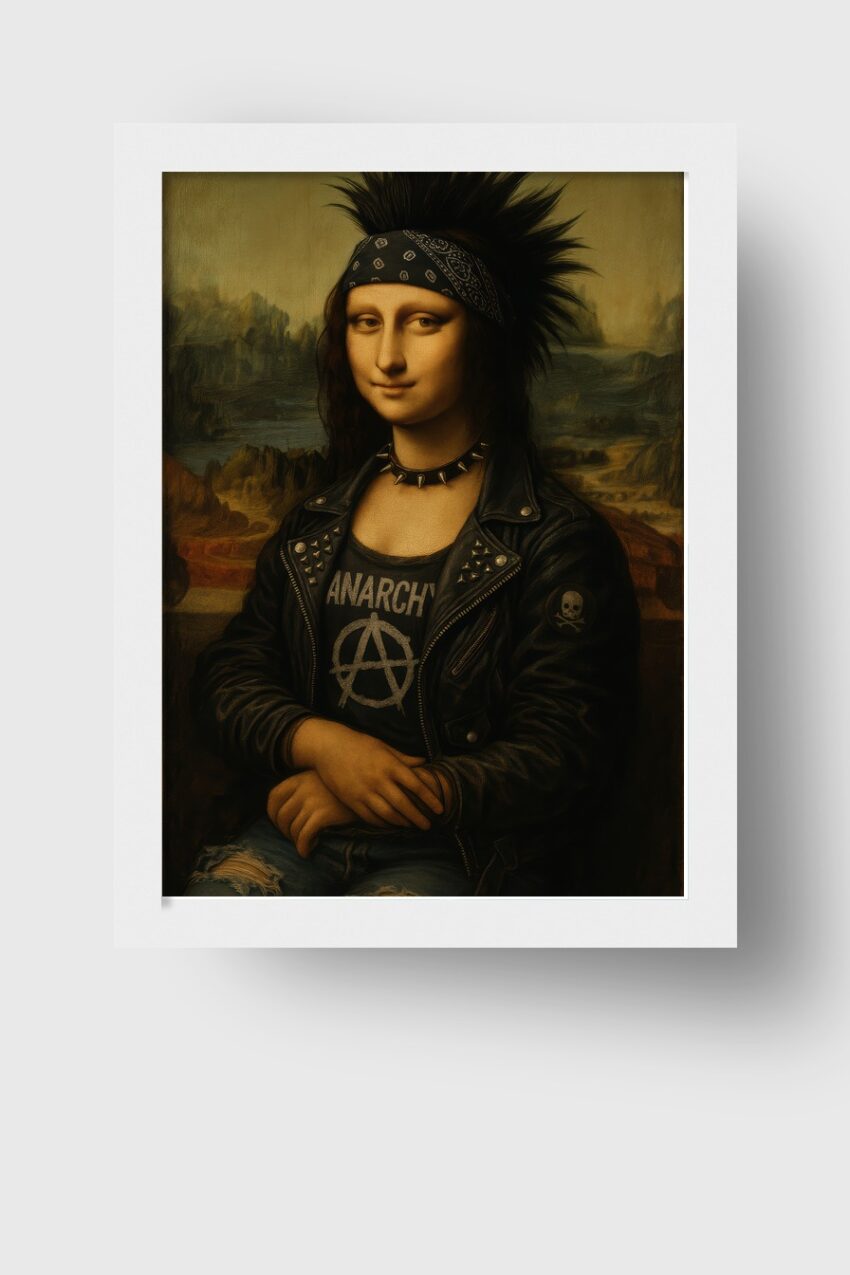 Illustration Poster Mona Lisa Punklederjacke schwarz
