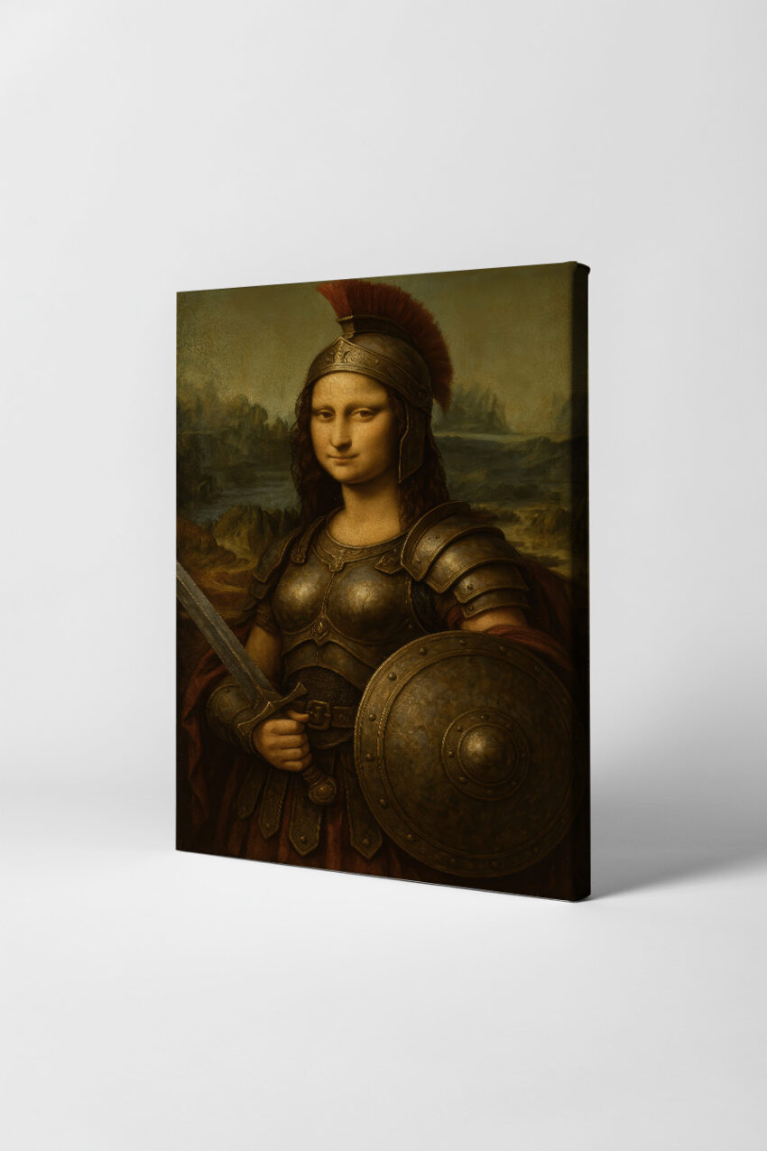 Illustration Poster Mona Lisa Rüstung historisch vintage