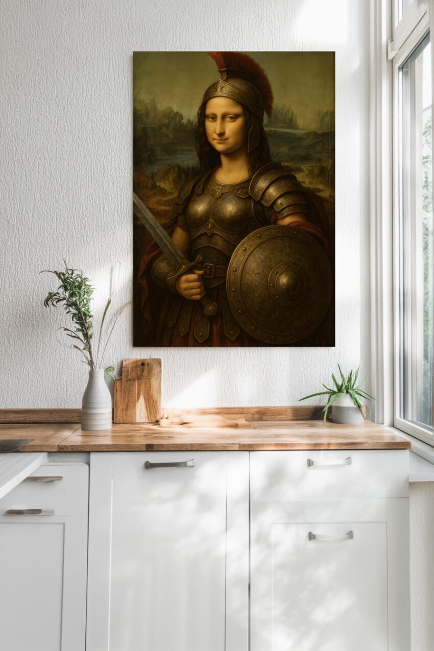 Illustration Poster Mona Lisa Rüstung historisch vintage