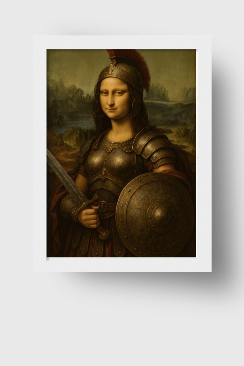 Illustration Poster Mona Lisa Rüstung historisch vintage