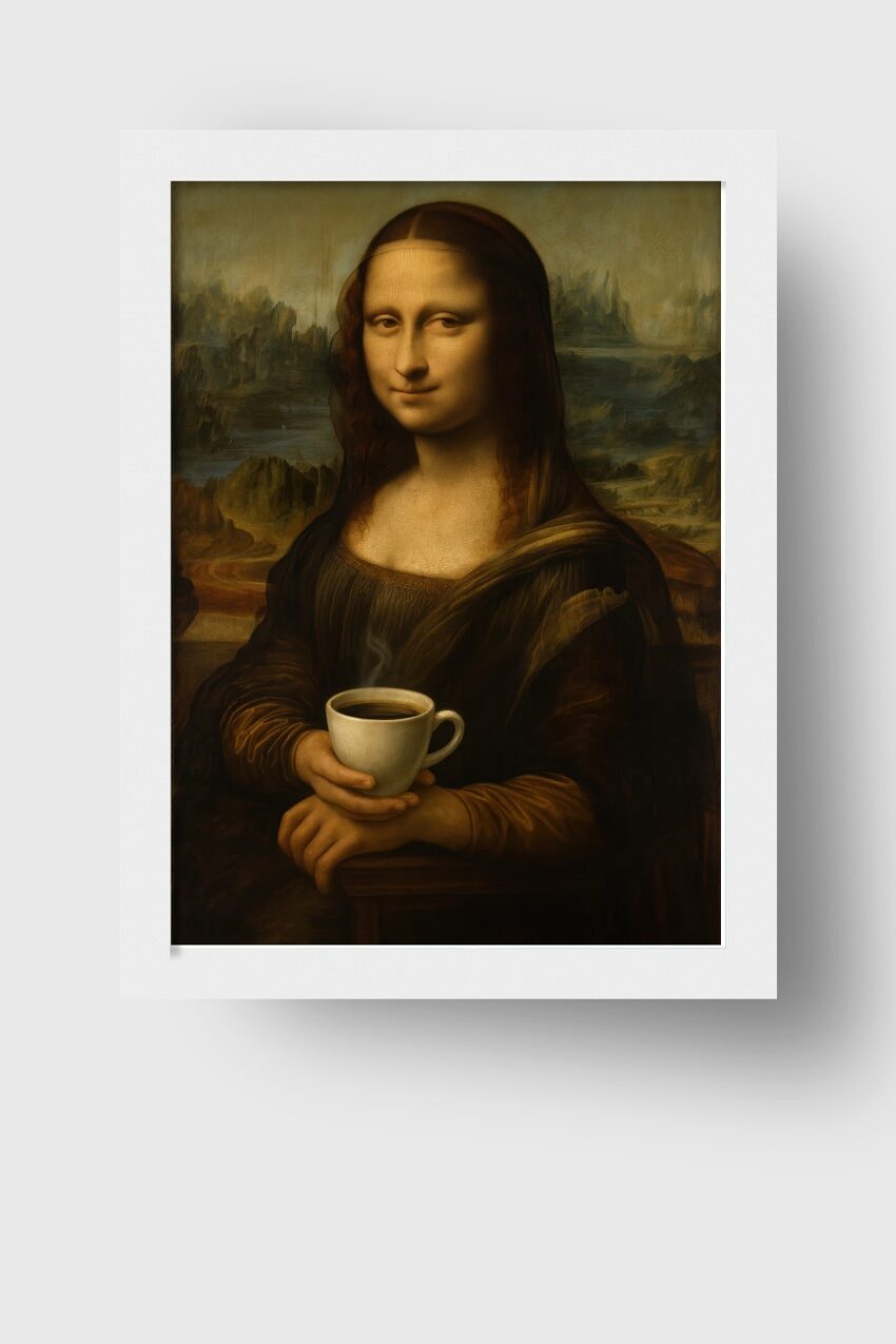 Malerei Poster Mona Lisa Frau Kaffee Tasse braun