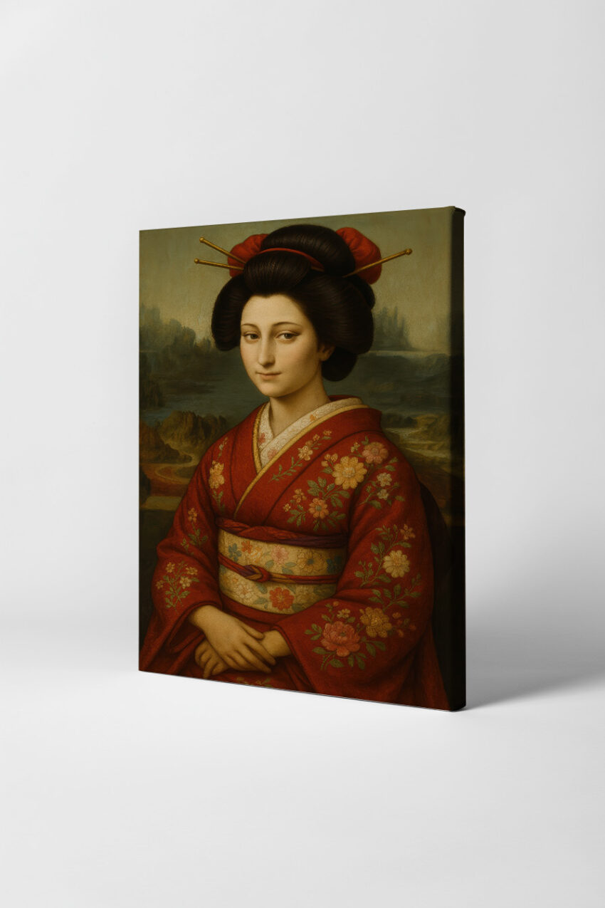 Fotografie Poster Asiatische Frau Kimono rot