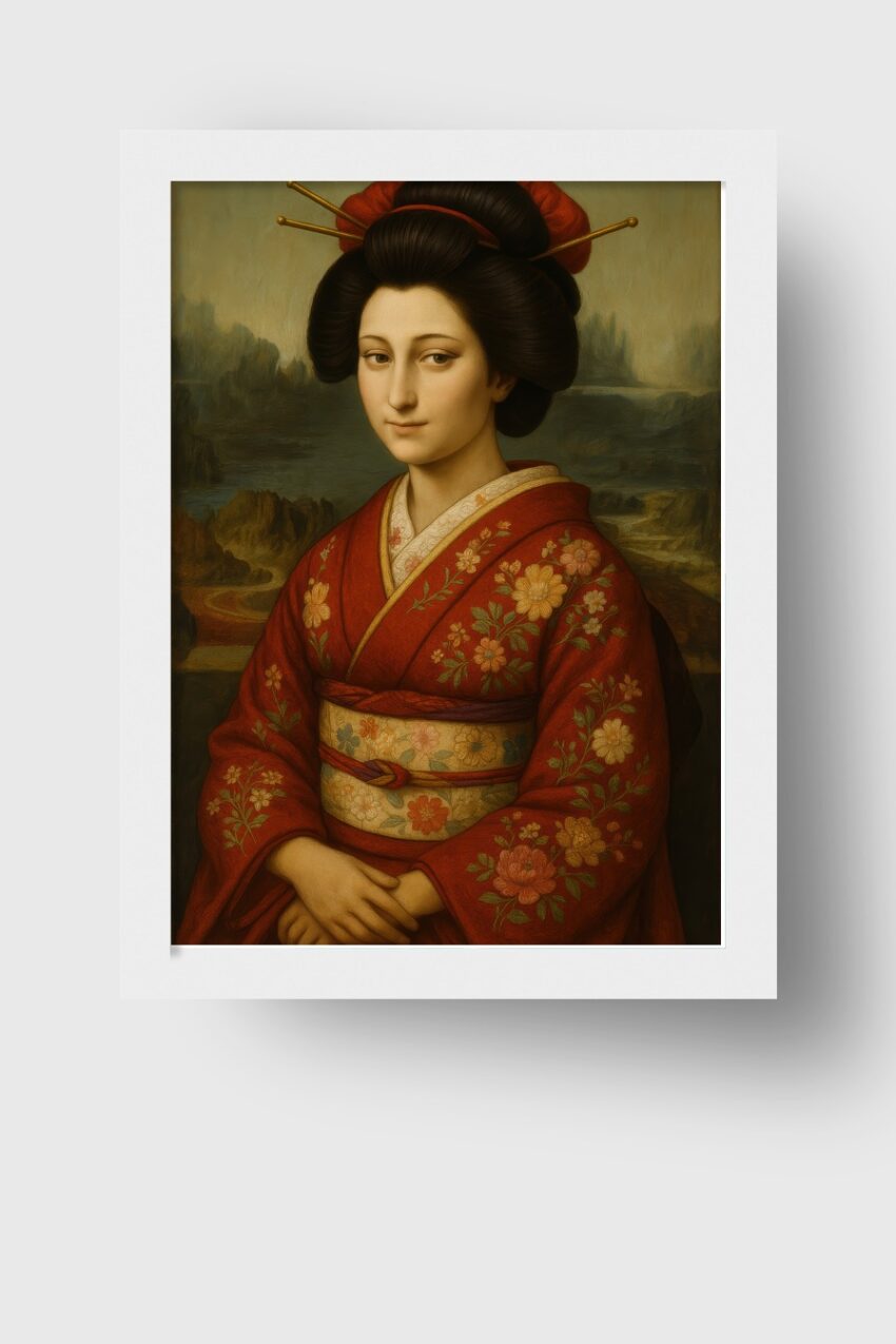 Fotografie Poster Asiatische Frau Kimono rot