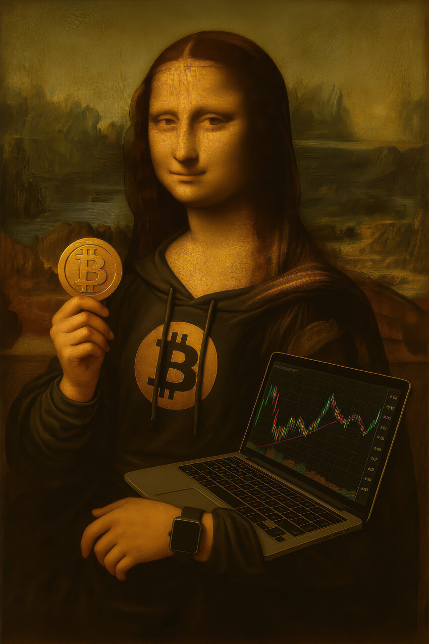 Illustration Poster Mona Lisa Bitcoin Krypto digital