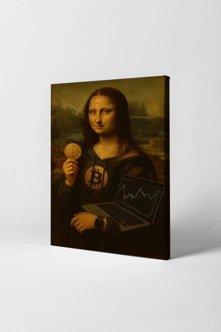 Illustration Poster Mona Lisa Bitcoin Krypto digital