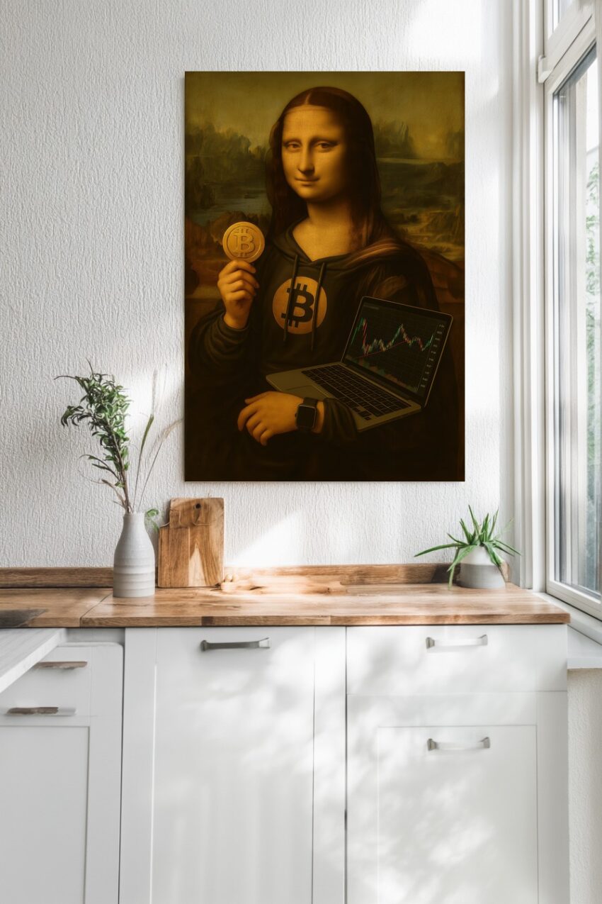 Illustration Poster Mona Lisa Bitcoin Krypto digital