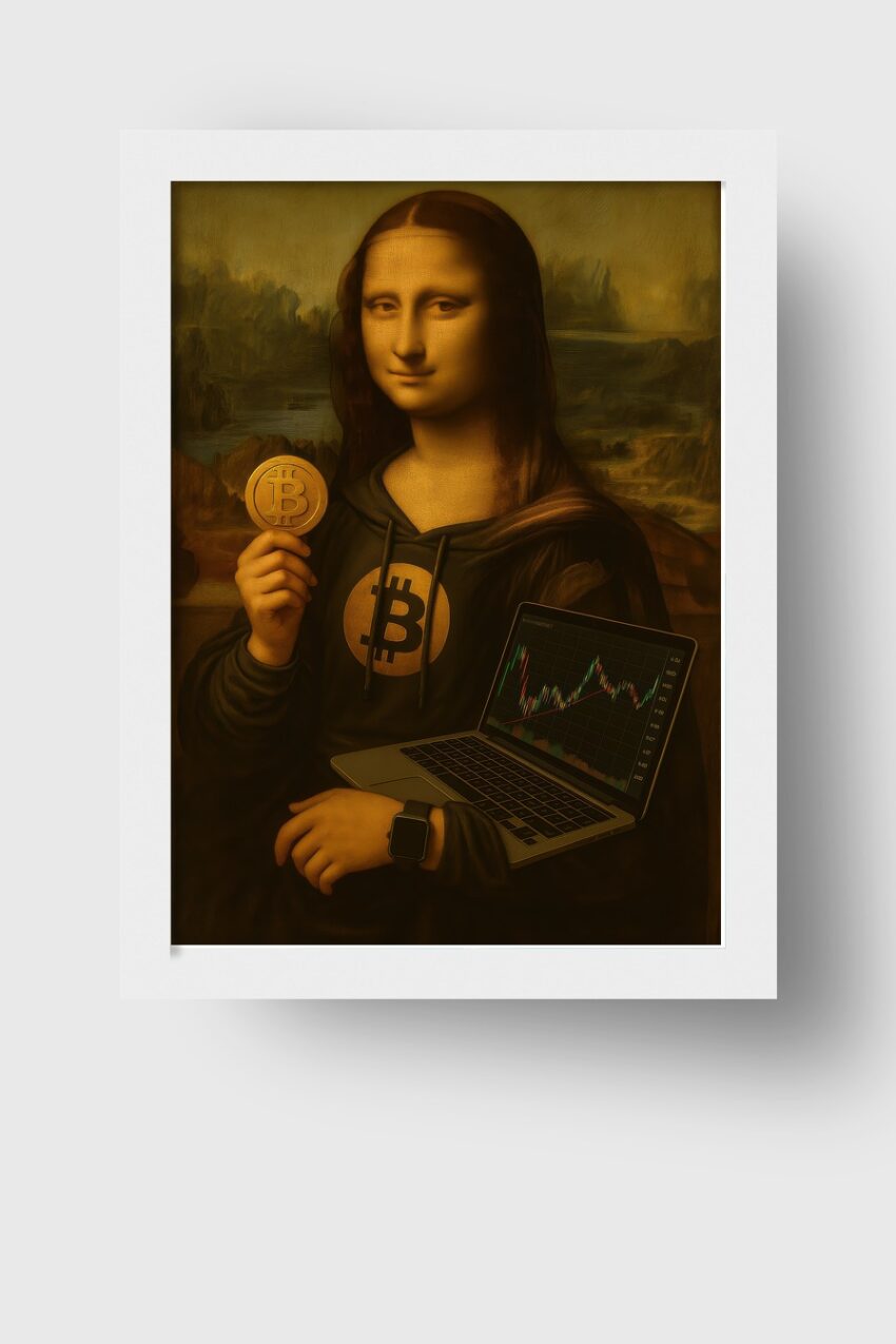 Illustration Poster Mona Lisa Bitcoin Krypto digital