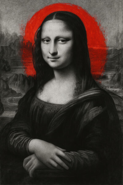 Mona Lisa rot Gerahmt