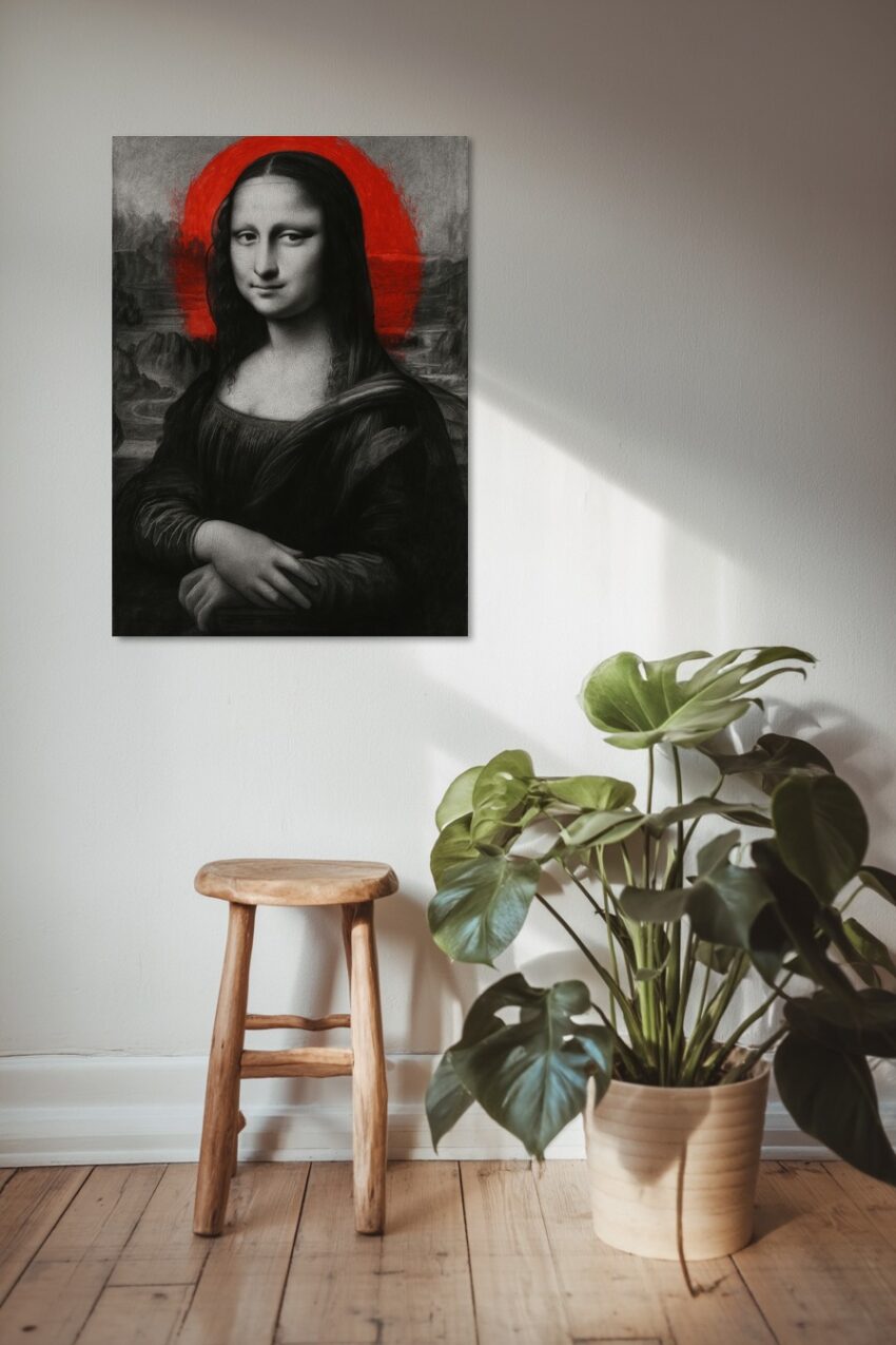 Fotografie Poster Mona Lisa rot schwarz-weiß Porträt