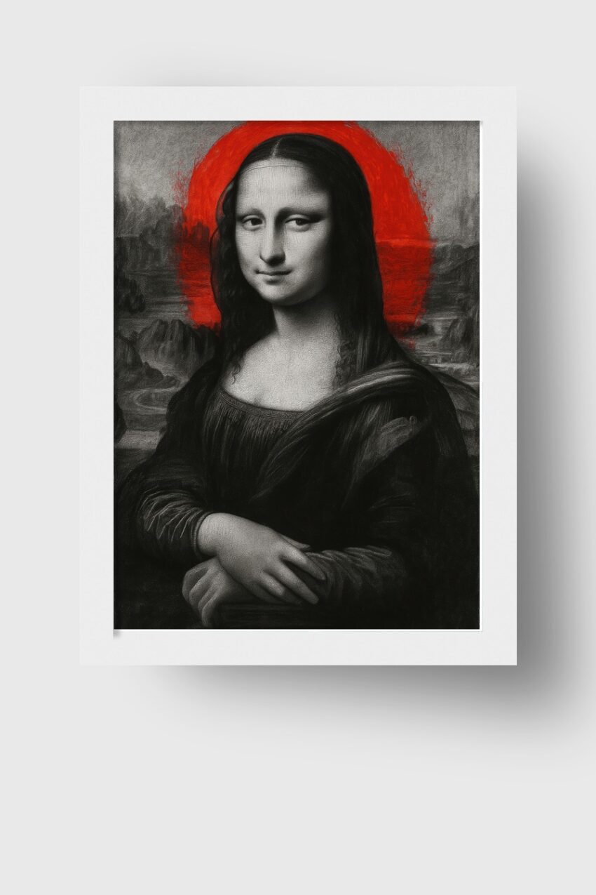Fotografie Poster Mona Lisa rot schwarz-weiß Porträt