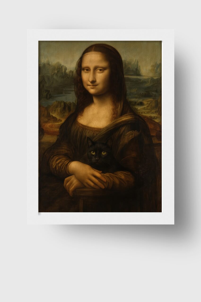 Fotografie Poster Mona Lisa schwarze Katze klassisch