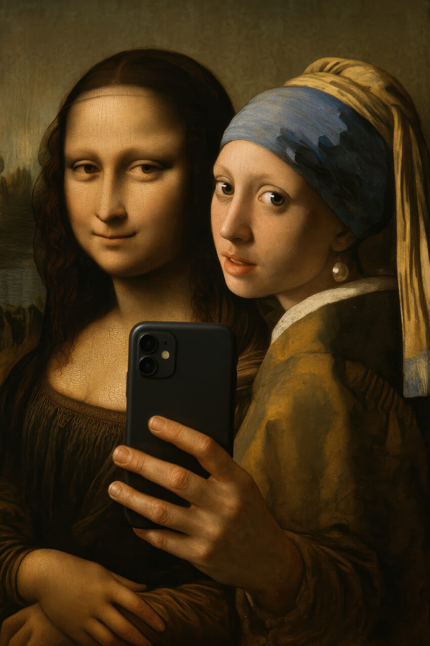 Fotografie Poster Mona Lisa Mädchen mit Perle Selfie