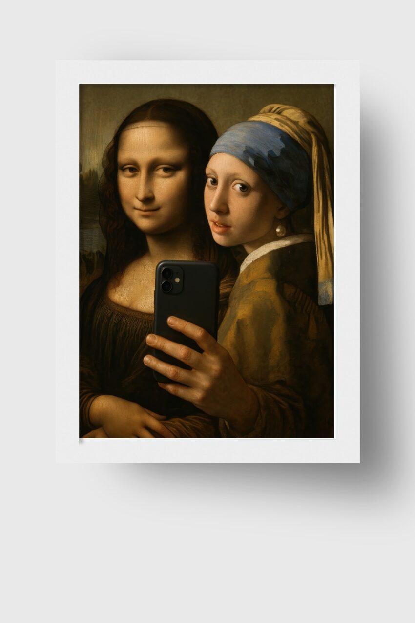 Fotografie Poster Mona Lisa Mädchen mit Perle Selfie