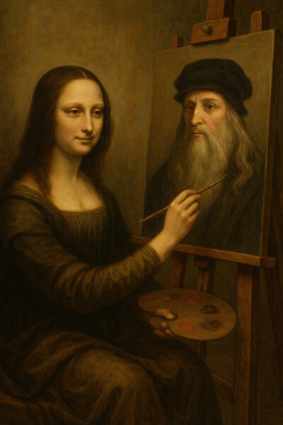 Mona Lisa malt Selbstporträt Leinwandbild