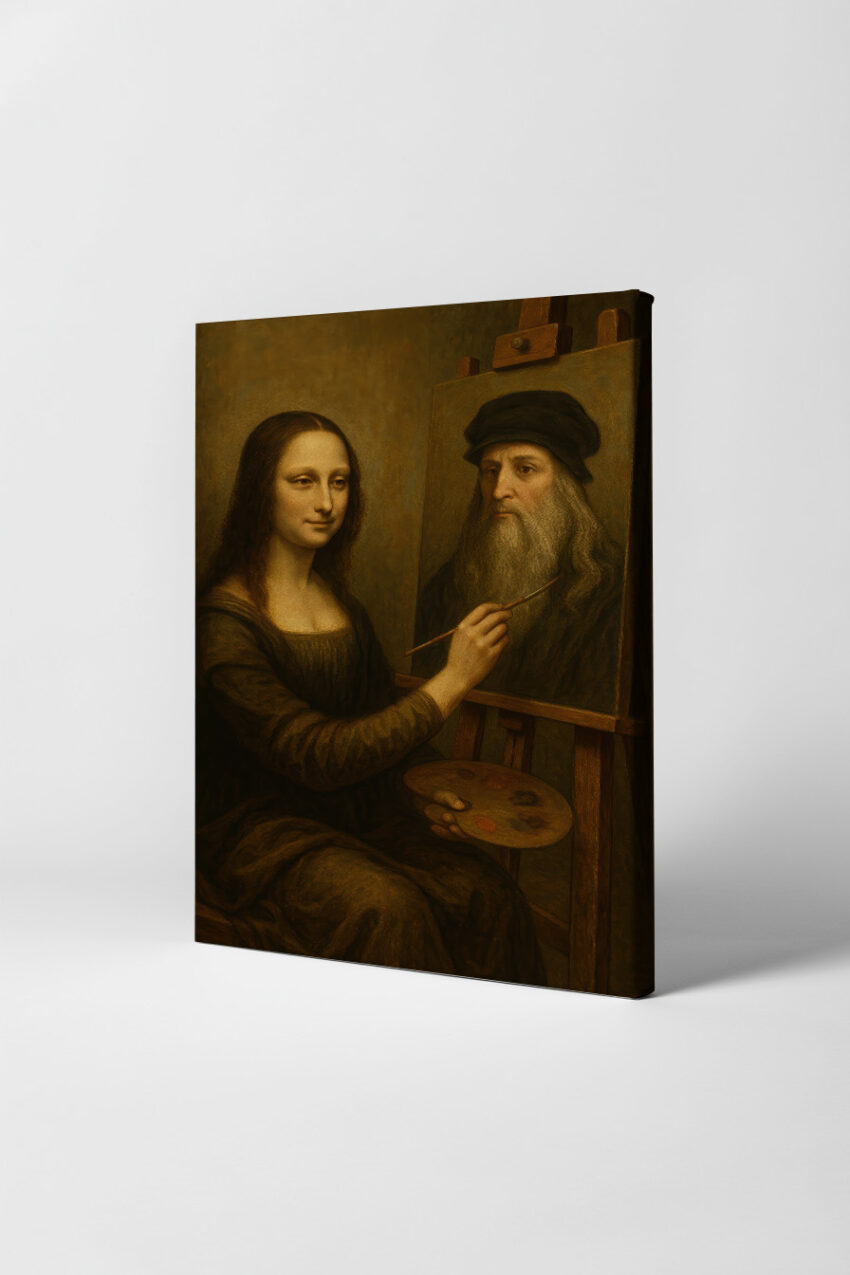 Illustration Poster Mona Lisa Frau Malerin Palette