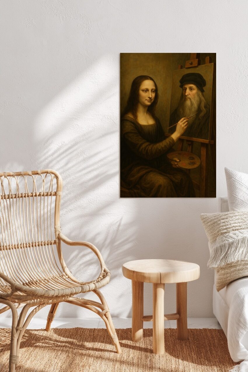 Illustration Poster Mona Lisa Frau Malerin Palette