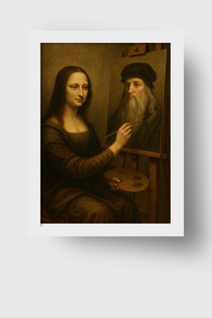 Illustration Poster Mona Lisa Frau Malerin Palette