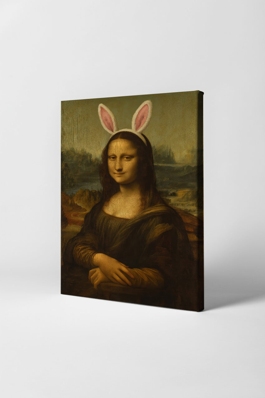 Illustration Poster Mona Lisa Hasenohren Nostalgisch