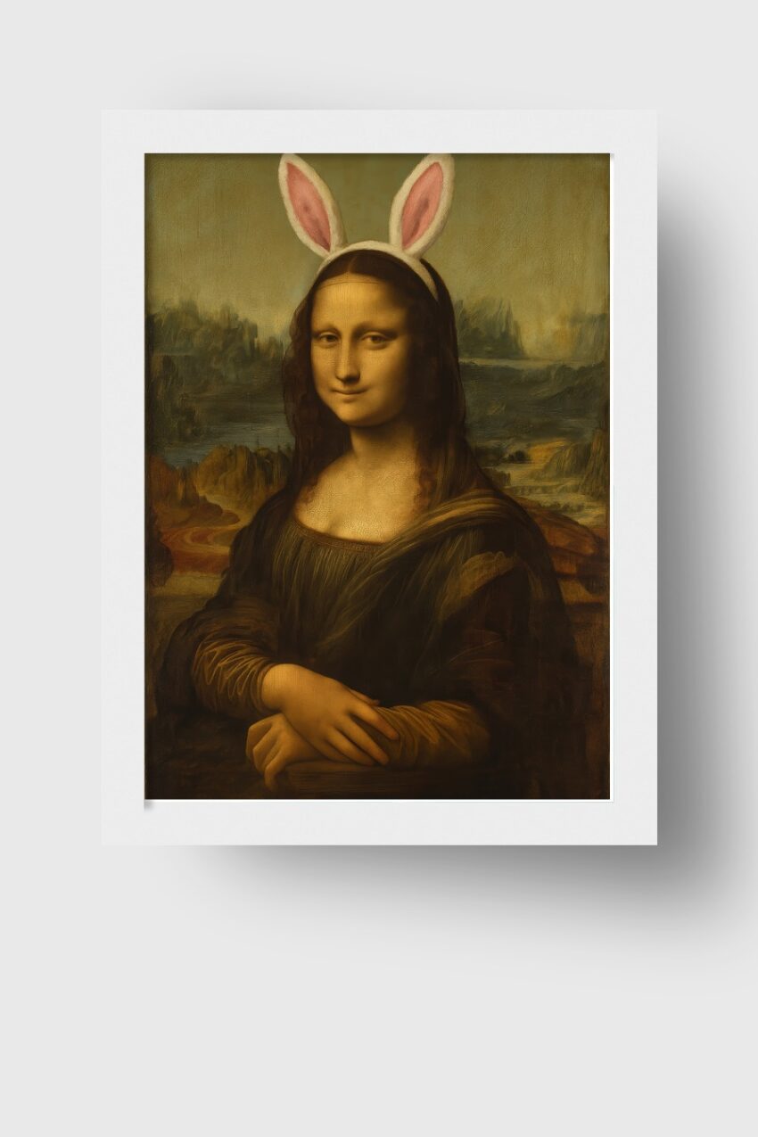 Illustration Poster Mona Lisa Hasenohren Nostalgisch