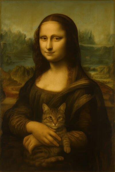 Frau mit Katze Gerahmt