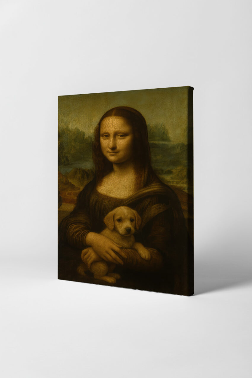 Illustration Poster Mona Lisa Welpe warm sepia