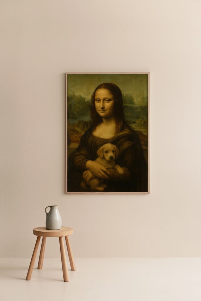 Illustration Poster Mona Lisa Welpe warm sepia