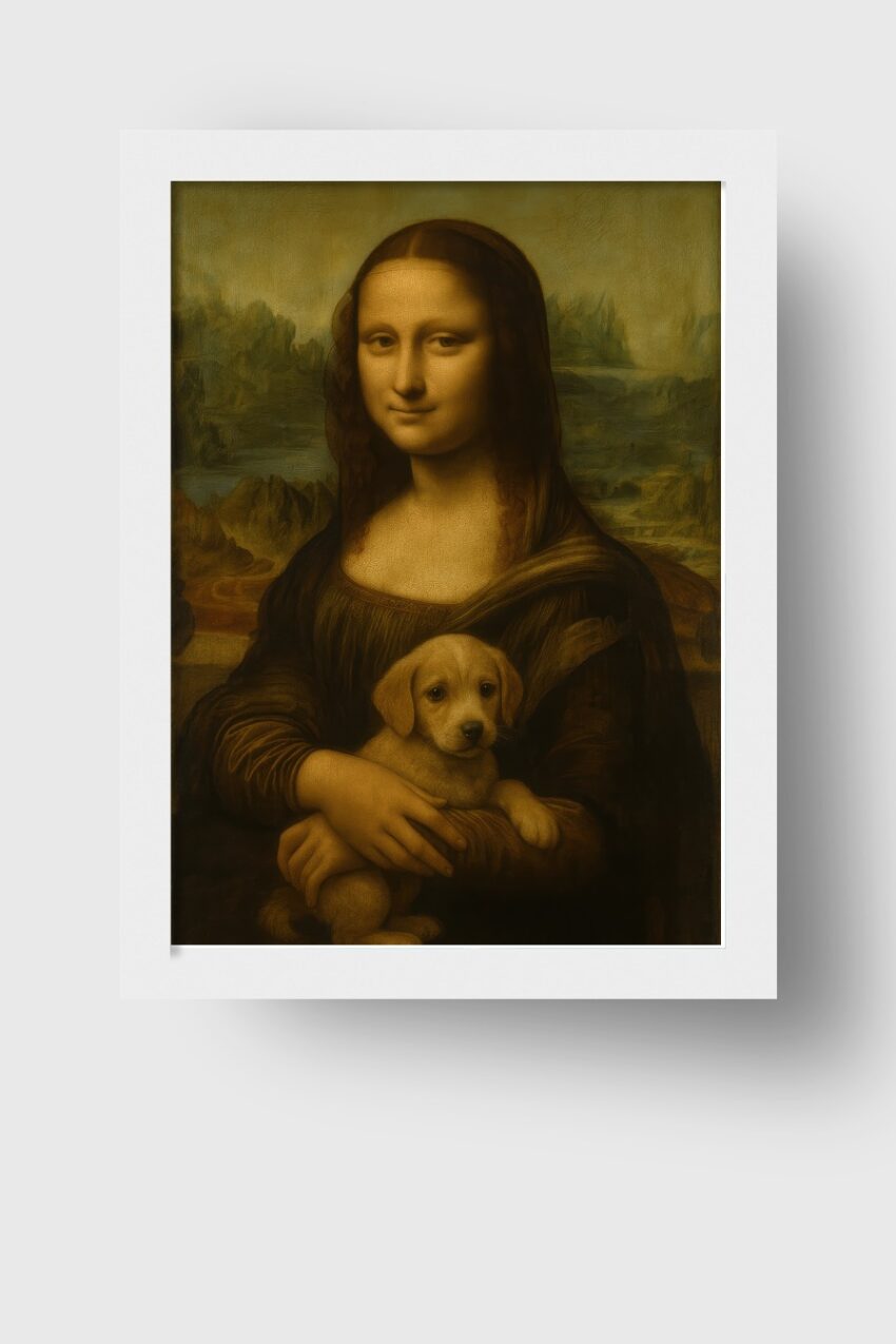 Illustration Poster Mona Lisa Welpe warm sepia