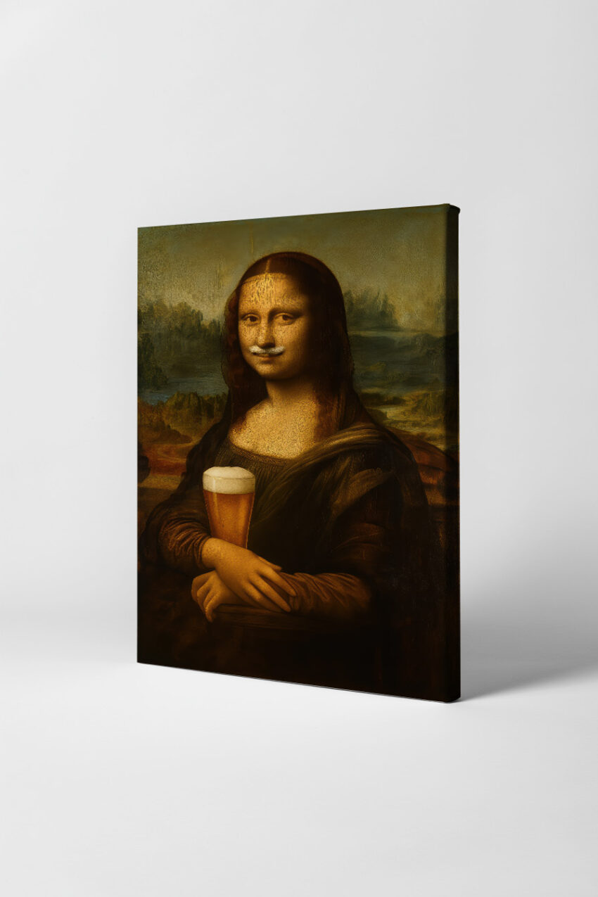 Digital Poster Mona Lisa Bier Renaissance Porträt braun