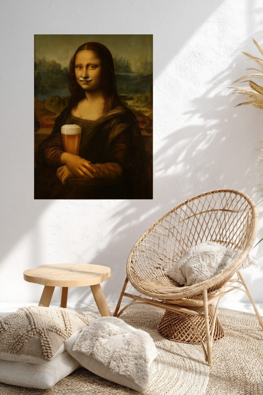 Digital Poster Mona Lisa Bier Renaissance Porträt braun