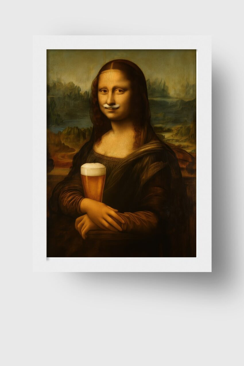 Digital Poster Mona Lisa Bier Renaissance Porträt braun