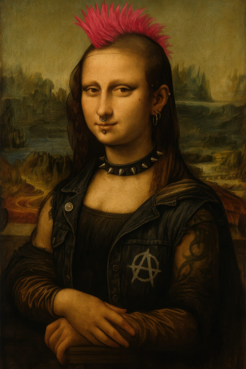 Illustration Poster Mona Lisa Punk Irokese schwarz