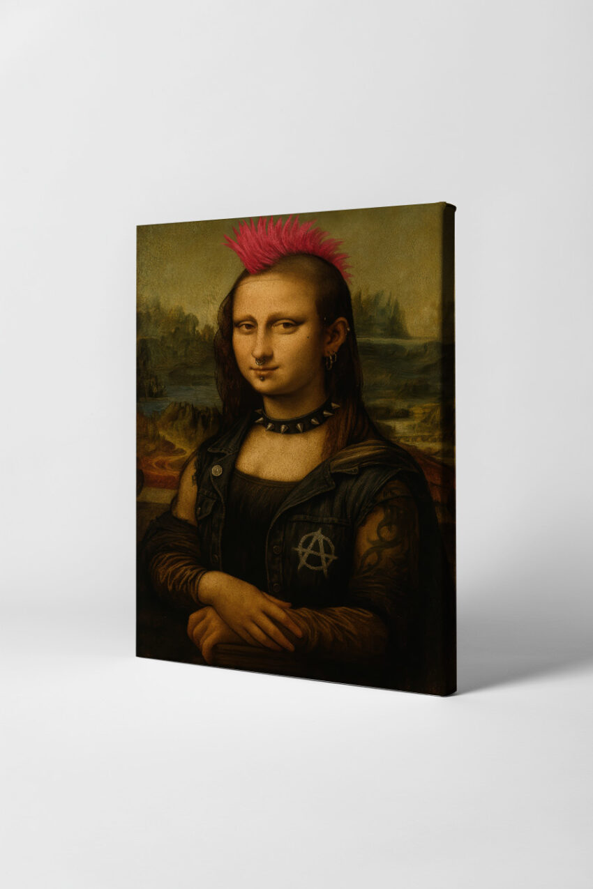 Illustration Poster Mona Lisa Punk Irokese schwarz