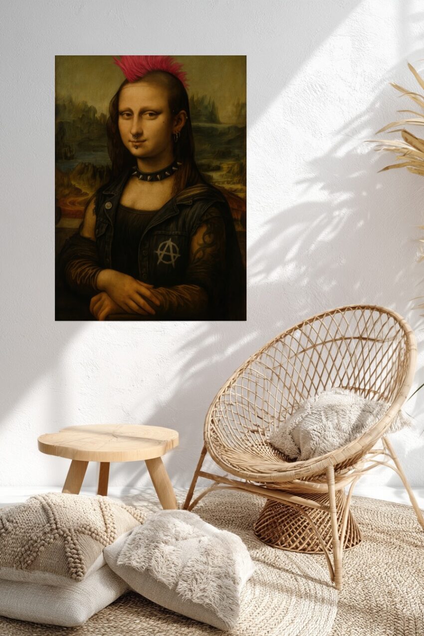 Illustration Poster Mona Lisa Punk Irokese schwarz