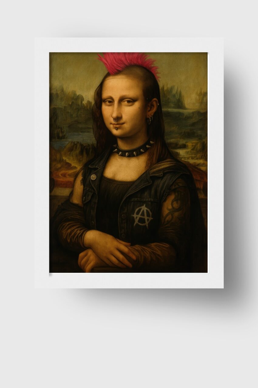 Illustration Poster Mona Lisa Punk Irokese schwarz