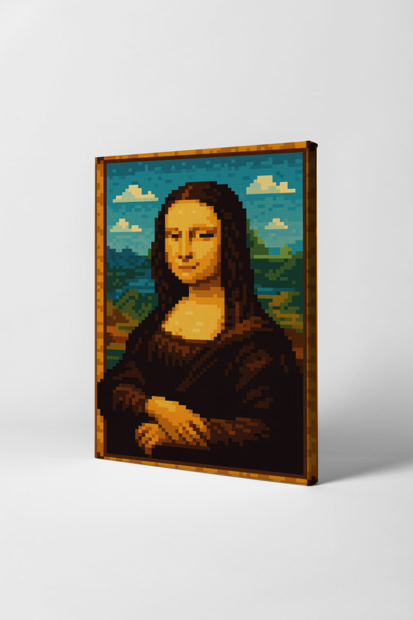 Digitale Kunst Poster Mona Lisa Pixel Retro braun orange