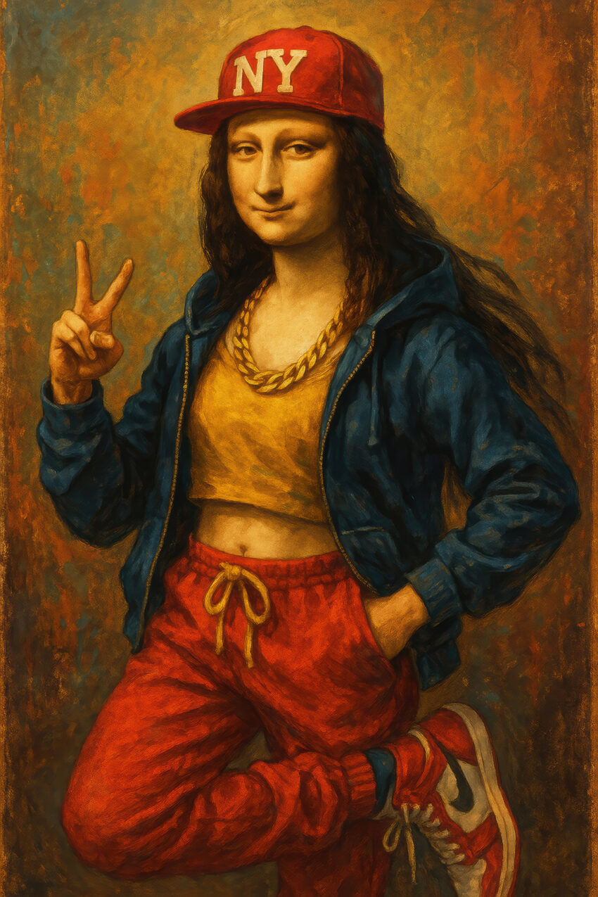 Illustration Poster Mona Lisa Hip Hop rot blau