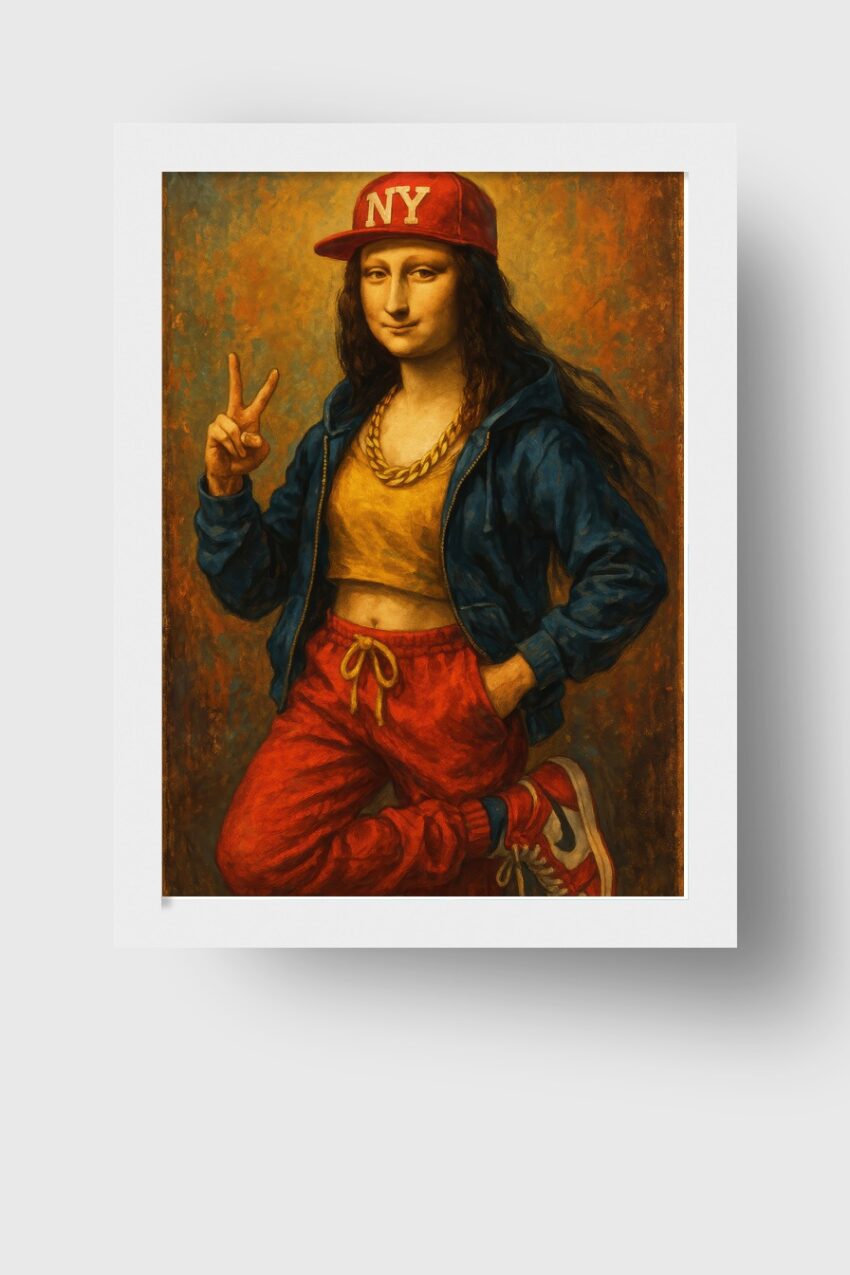 Illustration Poster Mona Lisa Hip Hop rot blau