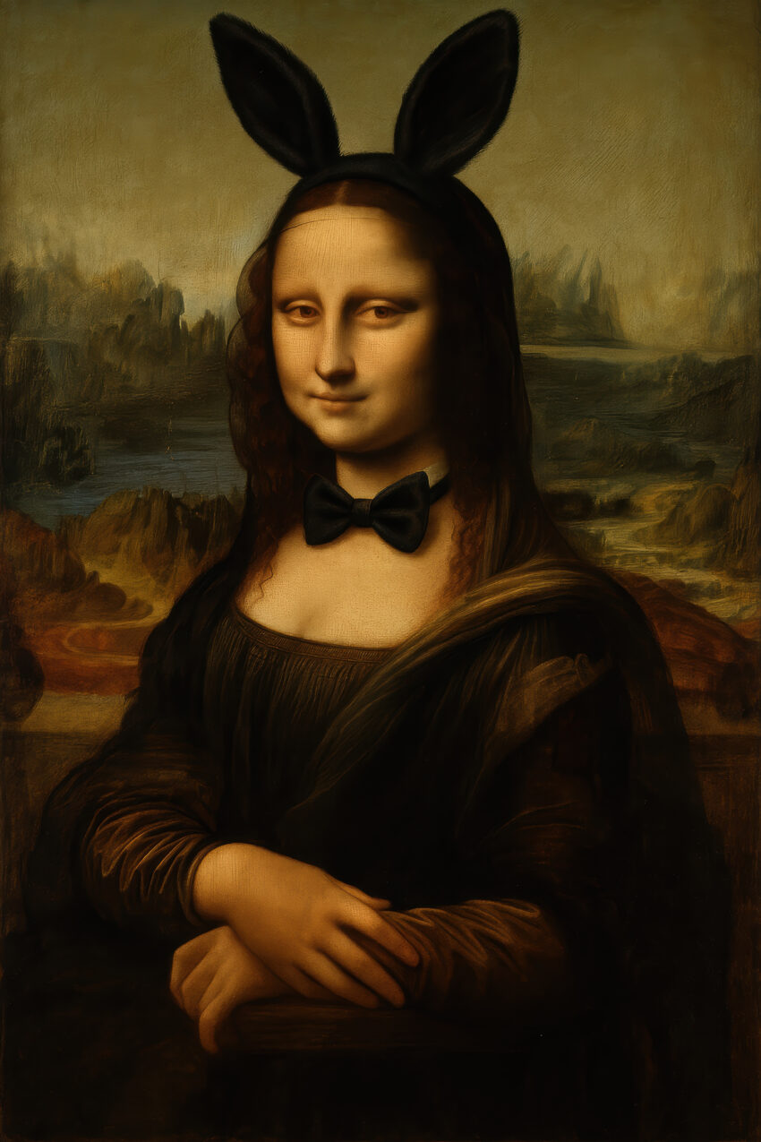 VINTAGE Poster Mona Lisa Hase Fliege