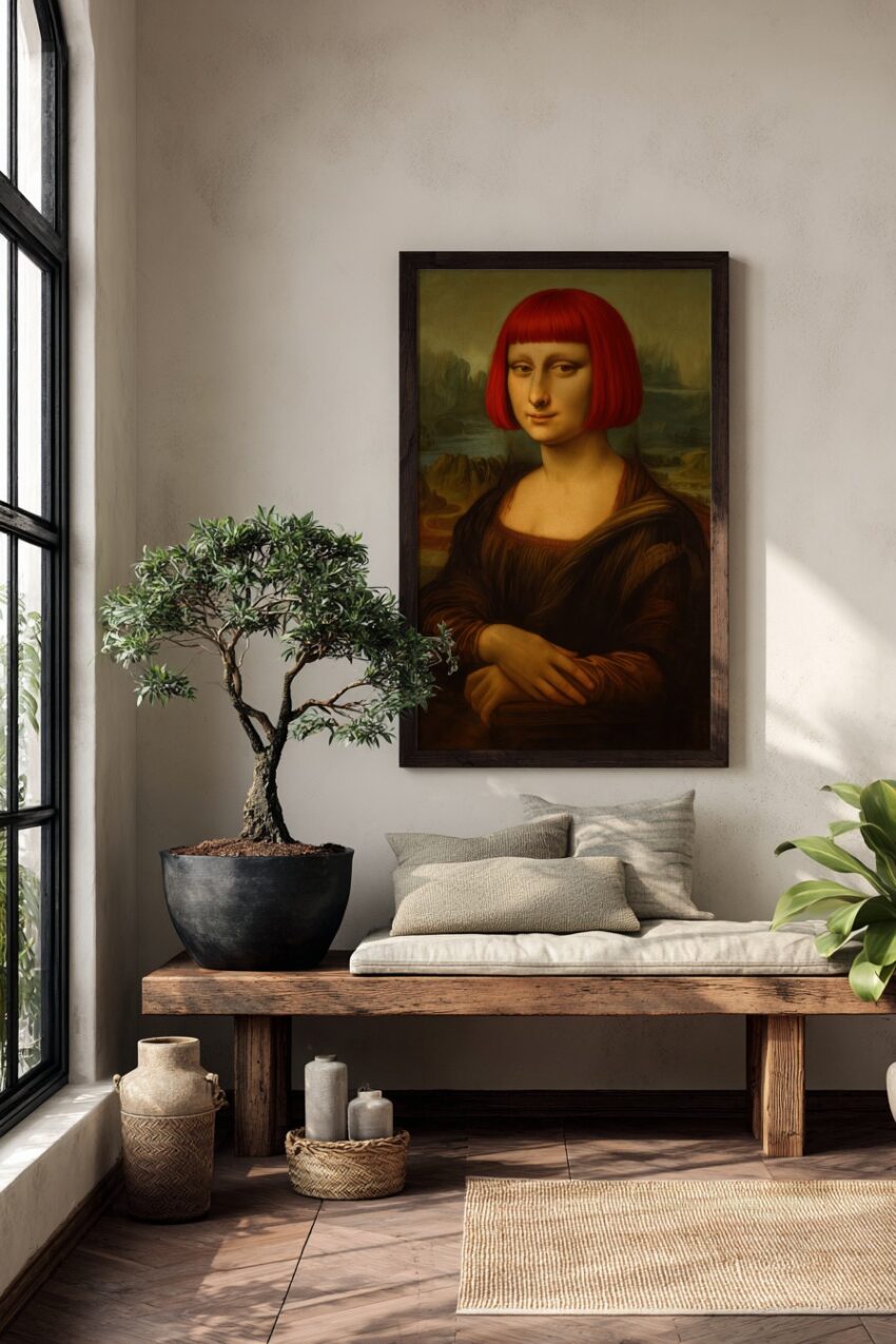 Illustration Poster Mona Lisa roter Bob Nasenring