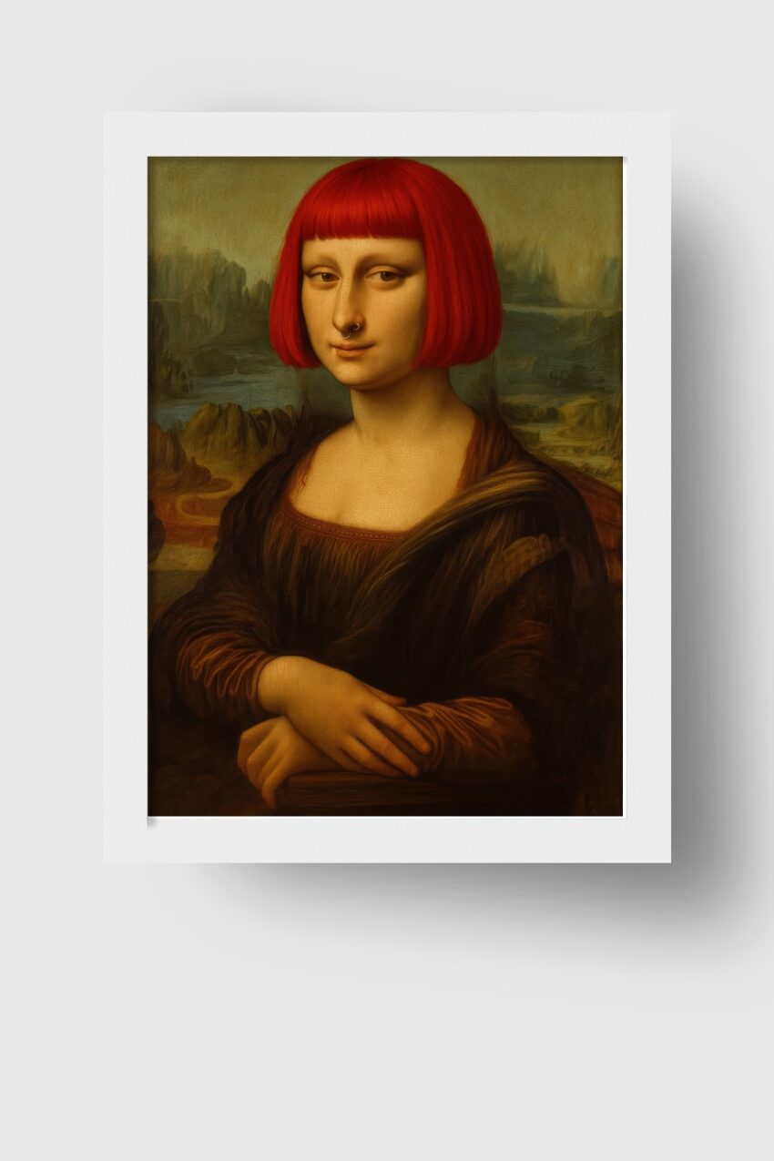 Illustration Poster Mona Lisa roter Bob Nasenring