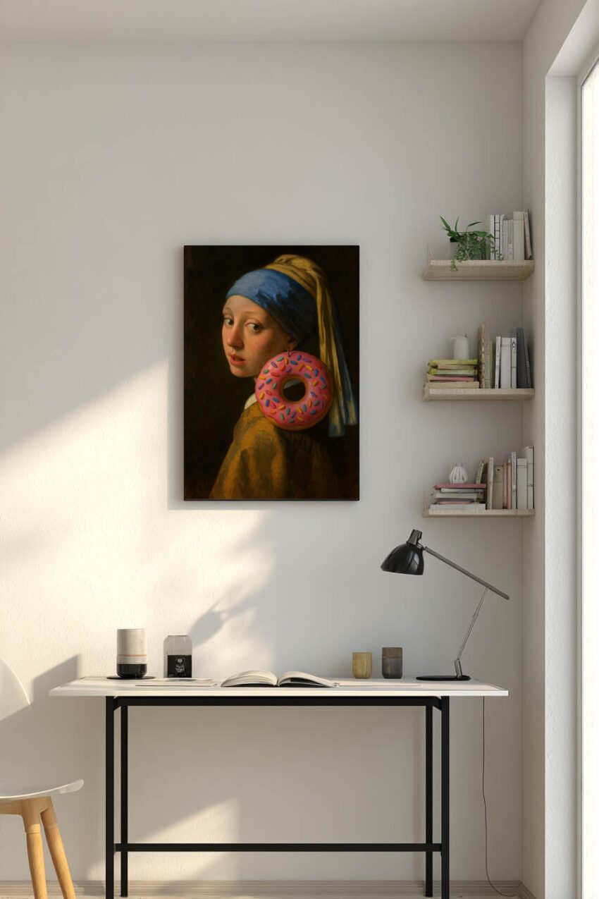 Malerei Poster Mädchen Donut Ohrring farbig