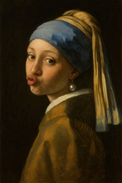 Mädchen mit Kussmund Gerahmt